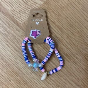 Handmade Clay Bead Bracelet Set. Colorful Fun